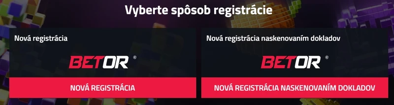 Betor registracie
