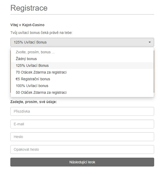 Kajotcasino Registrace