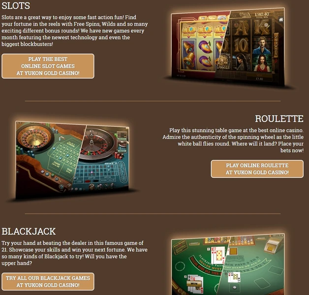 Rozmanitosť hier v Yukon Gold Casino