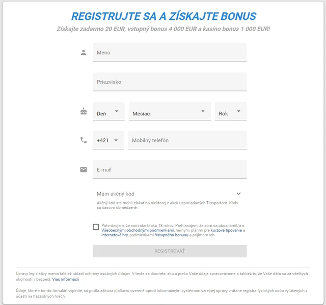 tipsport registracie