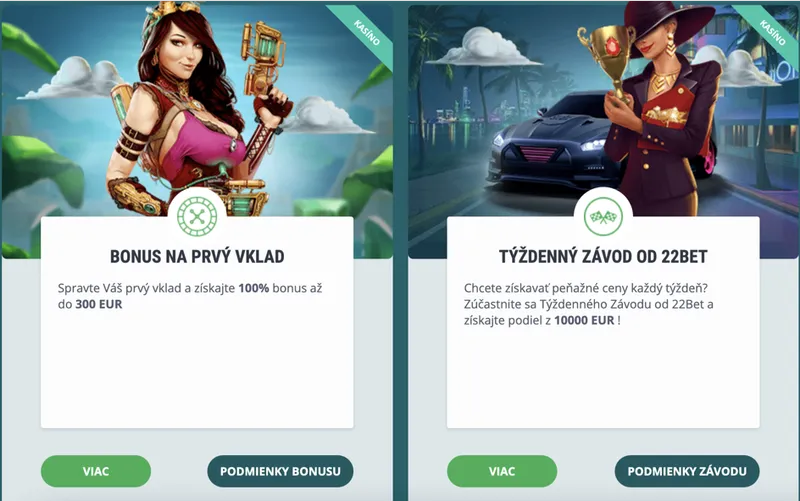 22Bet Casino Bonusy - 100 % do 300 €