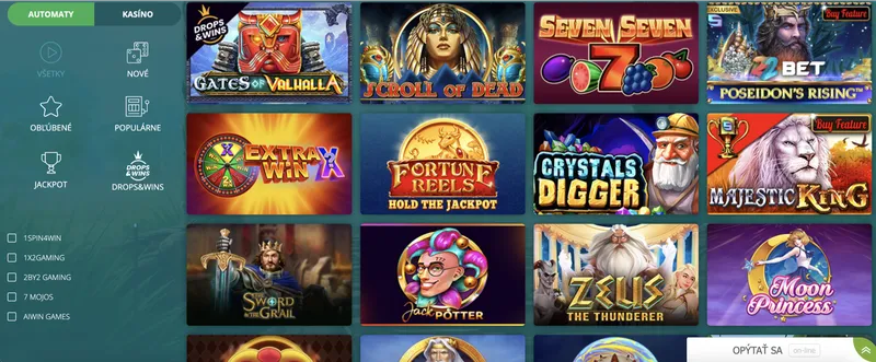 Rozmanitosť hier v 22bet Casino
