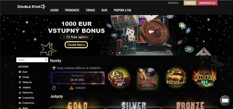 Prehľad oficiálnej webovej stránky v Doublestar