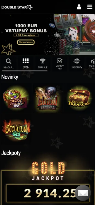 Mobilná verzia DoubleStar Casino
