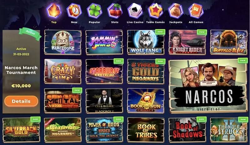 Rozmanitosť hier v Wazamba Casino
