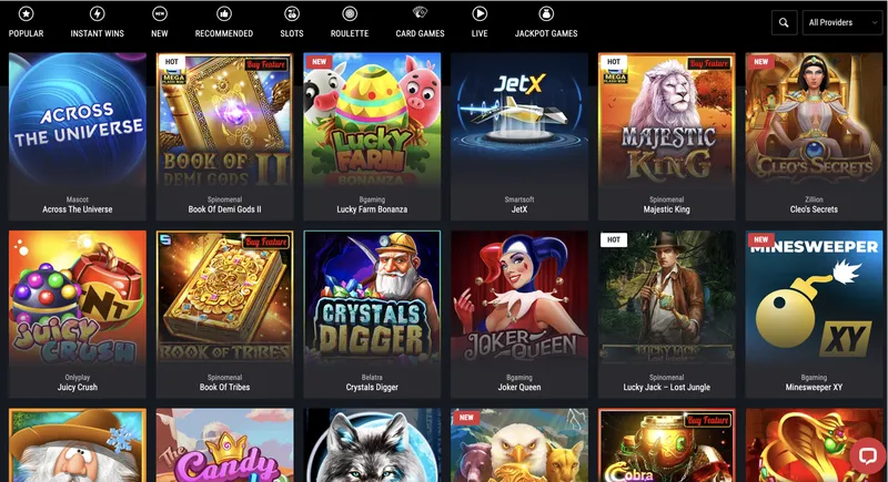 Výber hier v Cobra Casino