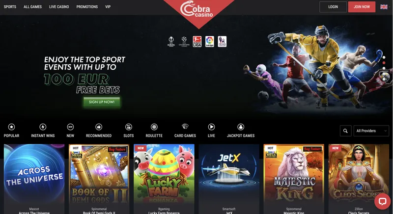 Prehľad oficiálnej stránky Cobra casino