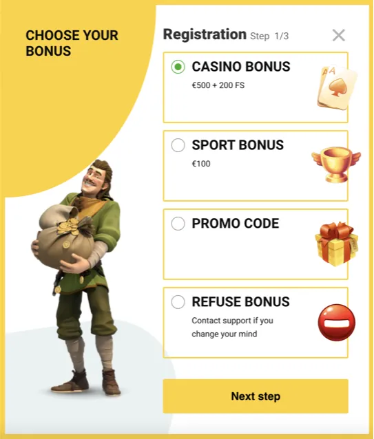 Registrácia na stránke Zet Casino