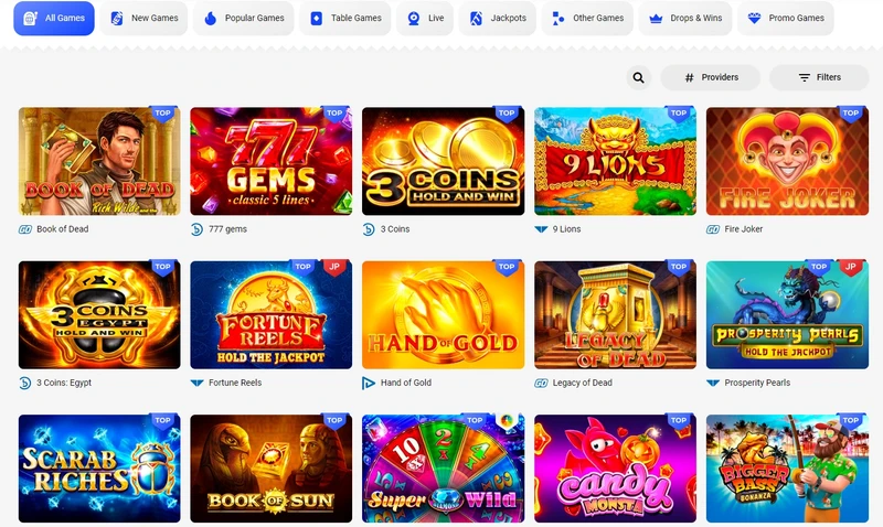 Igralni avtomati in druge igre na Slottica Casino