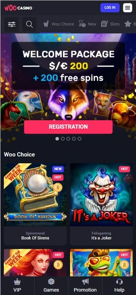 Mobilno spletno mesto Woocasino