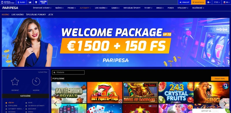 Oficiálna webová stránka Paripesa Casino