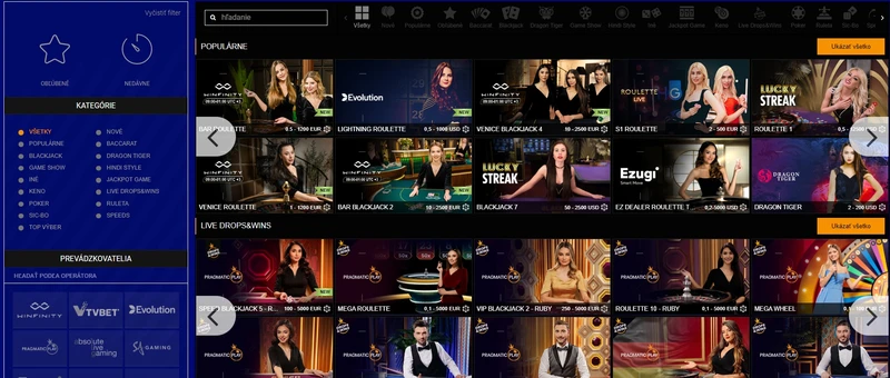 Živé hry v Paripesa Casino