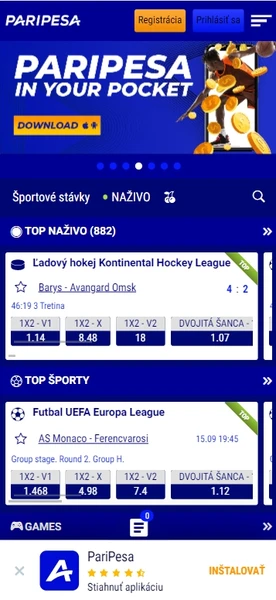 Mobilné v Paripesa Casino