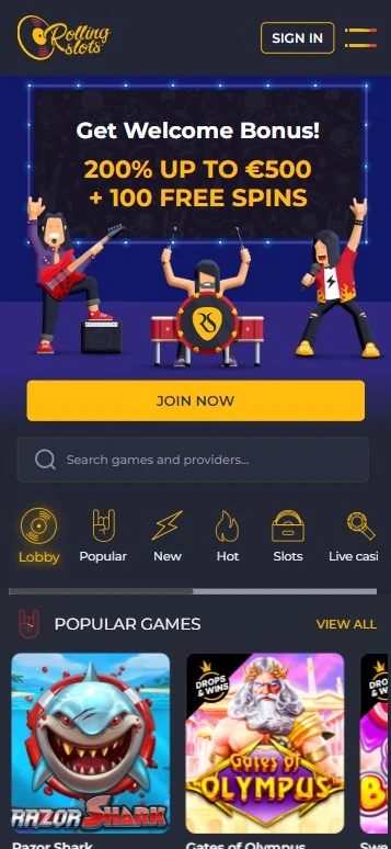 Mobilná aplikácia Rolling slots