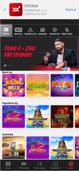 Mobilná aplikácia v Doxxbet Casino