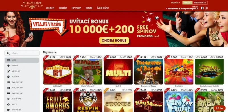 Oficiálna webová stránka Monaco Casino