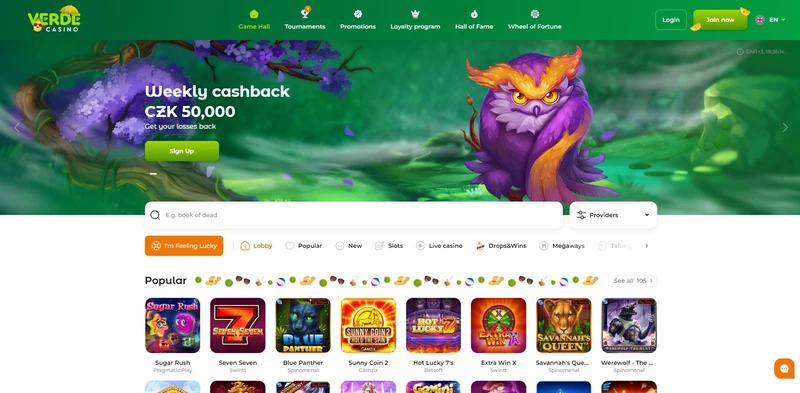 Oficiální webové stránky Verde casino