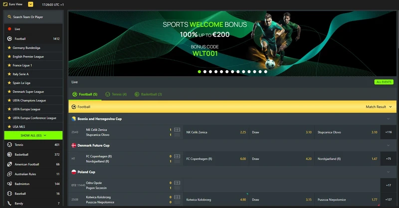 Sportovní sázení v Weltbet Casino