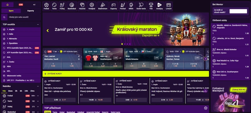 Sportovní sázení v Kingsbet Casino
